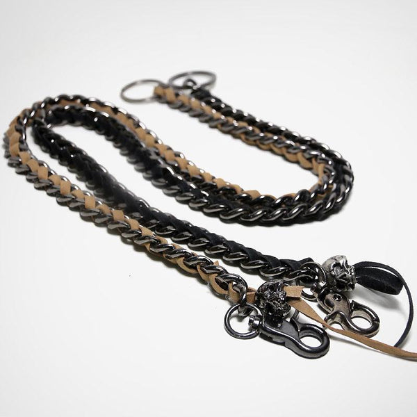 Cool Men's Leather Hanging Pendant Stainless Steel Pants Chain