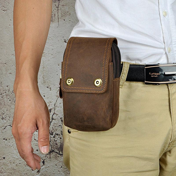 Small Mens Leather Belt Pouch Holsters Belt Cases Cell Phone Waist Pouches for Men