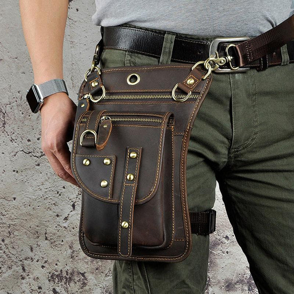 Mens leather leg bag sale