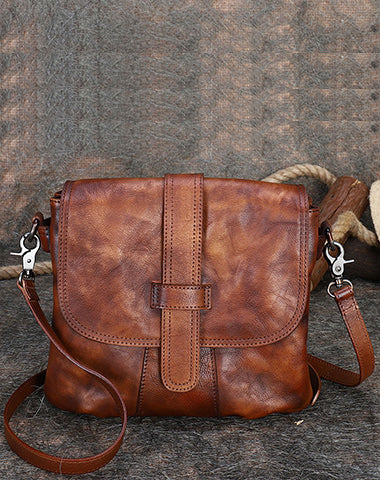 handmade leather square sling bag, Handmade leather bags