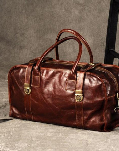 Leather Duffle Bag, Men's Genuine Overnight Travel