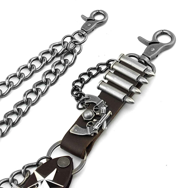 Badass Leather Silver Long Leather Biker Chain Trendy Pants Chain Wall –  imessengerbags