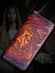 hand tooled western leather wallets​ Tooled Leather Wallet Christian Wallet for Men Biker Wallet God Wallet Handmade Wallet Cool Wallet