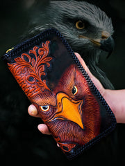 cool travel wallet​ Eagle Tooled Leather Wallet Cool Wallets for Guys Hand Tooled Leather Wallet Mens Zip Around Wallet