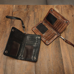 small wallet wristlet​ Leather Wristlet Wallet for Men wristlet wallet small​ dark brown wristlet wallet​ leather clutch wallet​ biker chain wallet