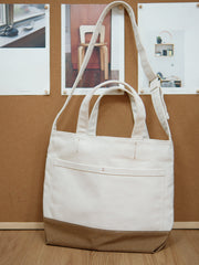 White&Khaki Canvas Handbag