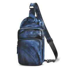 soft leather sling bag Leather Chest Bag For Men Cool Leather Sling Bag Mens Sling Crossbody Backpack