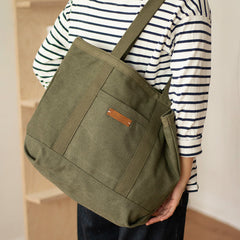 Army Green Canvas Large Tote Bag