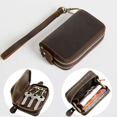 wallets with key ring Leather Key Holder Wallet Mens Leather CarKey Fob Wallet Zipper Leather Key Wallet 