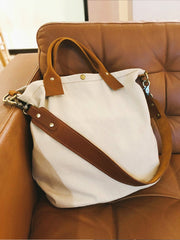 White Gray Canvas Tote Bag