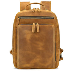 leather backpacks for travel​ Mens Leather Laptop Backpack Light Brown Large Leather Backpack for Travel 