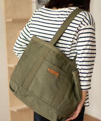 Mens Army Green Canvas Large Tote Bag Canvas Handbag Canvas Tote for Men Women