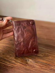 Leather Wristlet Wallet for Men wristlet wallet small​ brown wristlet wallet​ leather clutch wallet​ biker chain wallet