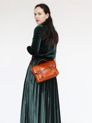 Womens Coffee Small Leather Satchel Crossbody Bag Vintage School Handbag Shoulder Bag for Ladies