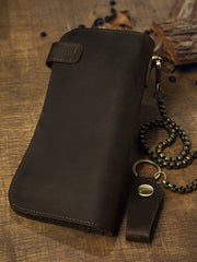 wallet w chainwallet w chain Cool leather biker wallet trucker wallet leather chain wallet mens Brown long wallet with chain 