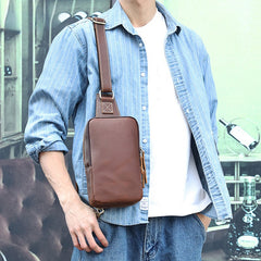 Cool Mens Sling Bag Leather Sling Bag Crossbody Sling Bag Chest Bag for men