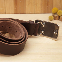 Handmade Custom personalized floral Leather men brown black coffee belt