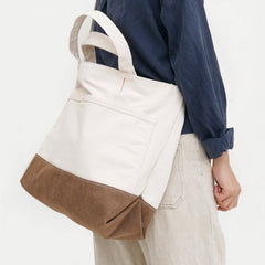 White&Khaki Canvas Handbag