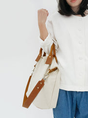 White Gray Canvas Tote Bag