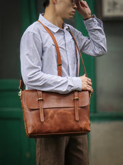 briefcase mens​ Mens Leather Briefcases Shouler Laotop Bag Leather Briefcase Workbag for Men