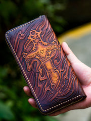 mens leather tooled wallet Tooled Leather Wallet Christian Wallet for Men Biker Wallet God Wallet Handmade Wallet Cool Wallet