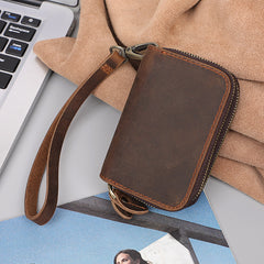 keychain wristlet wallet Leather Key Holder Wallet Mens Leather CarKey Fob Wallet Zipper Leather Key Wallet 