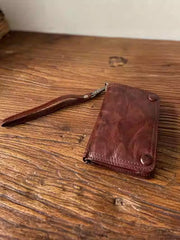  chain wallet Leather Wristlet Wallet for Men wristlet wallet small​ dark brown wristlet wallet​ leather clutch wallet​