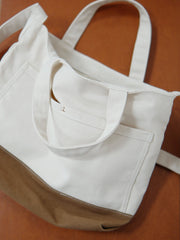 White&Khaki Canvas Handbag