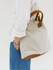 White Gray Canvas Tote Bag