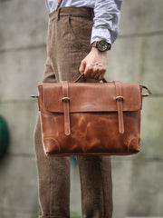 briefcase leather men​ Mens Leather Briefcases Shouler Laotop Bag Leather Briefcase Workbag for Men