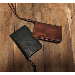 small clutch wallet Leather Wristlet Wallet for Men wristlet wallet small​ dark brown wristlet wallet​ leather clutch wallet​ biker chain wallet