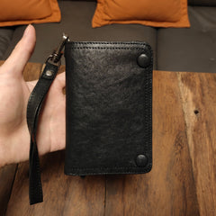 Leather Wristlet Wallet for Men wristlet wallet leather clutch wallet​ biker chain wallet small wristlet wallet​ 