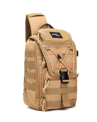 Khaki Tactical Canvas Large Sling Bag For Men