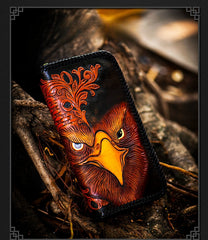 tooled leather mens wallet​ Eagle Tooled Leather Wallet Cool Wallets for Guys Hand Tooled Leather Wallet Mens Zip Around Wallet