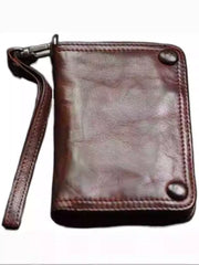 wristlet wallet small​ Leather Wristlet Wallet for Men dark brown wristlet wallet​ leather clutch wallet​ biker chain wallet