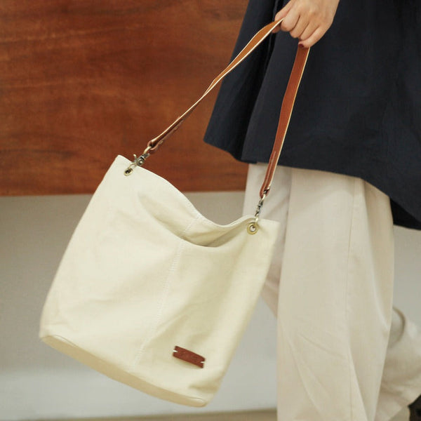 Womens White Canvas Tote Bags Canvas Shoulder Bag Canvas Crossbody Tote Bags for Men