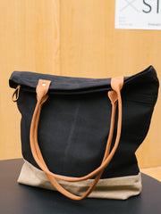 Women Black&Khaki Canvas Shopper Tote Bags Canvas Tote Shoulder Bag Handbag for Mens