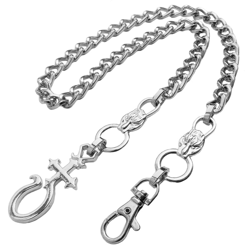 jean chains​ Silver Long Wallet Chain Mens Cross Pants Chain Cool Biker Wallet Chain For Men