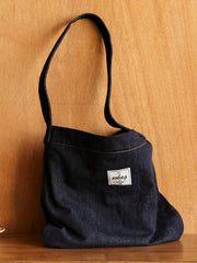 Women Blue Denim Shoulder Tote Bag Denim Medium Size Tote Crossbody Bags for Men