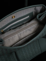 Womens Gray Leather Braid Handbag Handmade Commuting Braided Handbag for Ladies