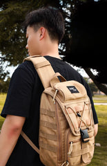 Khaki Tactical Canvas Large Sling Bag For Men