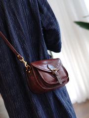 Women's Saddle Bag Vintage Stitching Mini Crossbody Shoulder Strap Small Purse