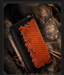 tooled leather wallets​ Eagle Tooled Leather Wallet Cool Wallets for Guys Hand Tooled Leather Wallet Mens Zip Around Wallet