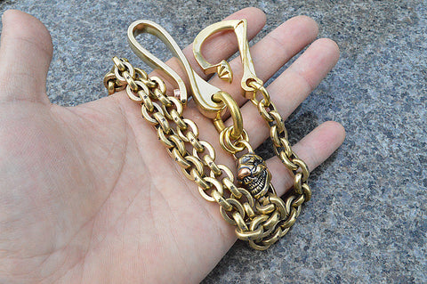 Solid Brass Cool Rock Skull Wallet Chains Biker Wallet Chains Trucker Wallet Chain for Men