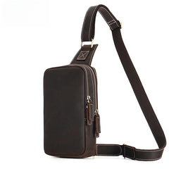 Cool Mens Sling Bag Leather Sling Bag Crossbody Sling Bag Chest Bag for men