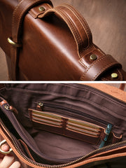 briefcase laptop​ Mens Leather Briefcases Shouler Laotop Bag Leather Briefcase Workbag for Men