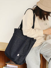 Women Blue Denim Shopper Tote Bags Denim Large Tote Shoulder Bag Handbag for Men