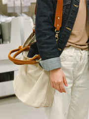 Gray White Canvas Tote Bag 