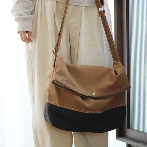 Khaki Canvas Messenger Bag