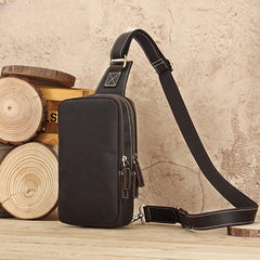 Cool Mens Sling Bag Leather Sling Bag Crossbody Sling Bag Chest Bag for men